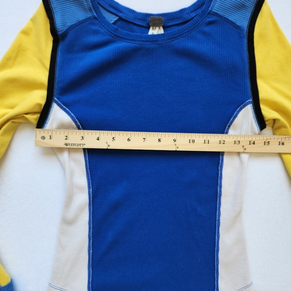 We The Free Fancy That Thermal Top Ribbed Blue Yellow Long Sleeves Medium - Picture 11 of 16